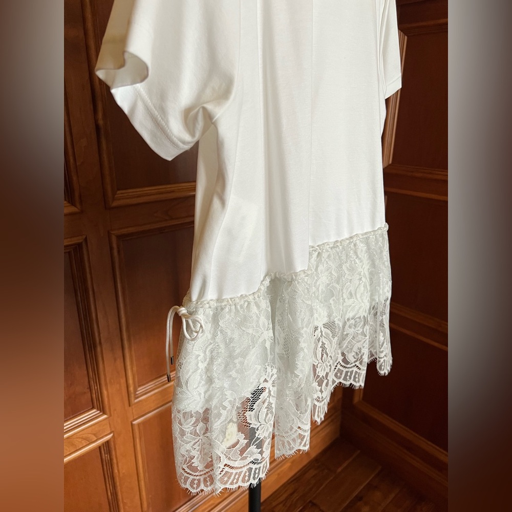 Noir Kei Ninomiya Top with Lace Trim White Silver Size L - Picture 10 of 16